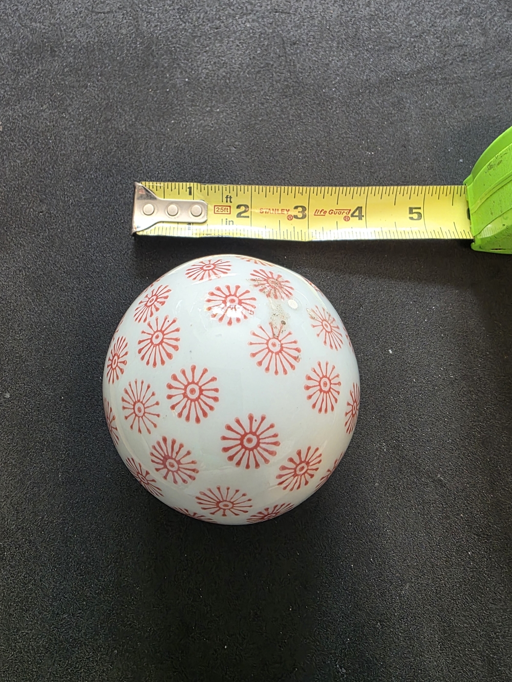 Decorative White Ceramic Sphere with Floral Motif - Home Art